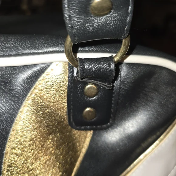 Vintage 90s Playboy Black White Gold Duffel Overnight Gym LARGE Travel Bag Class - Picture 6 of 14